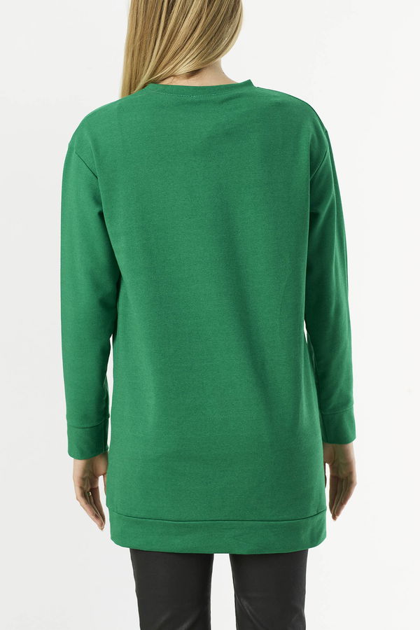 Düz Orta Kadın Yeşil Sweat - 21650 YEŞİL