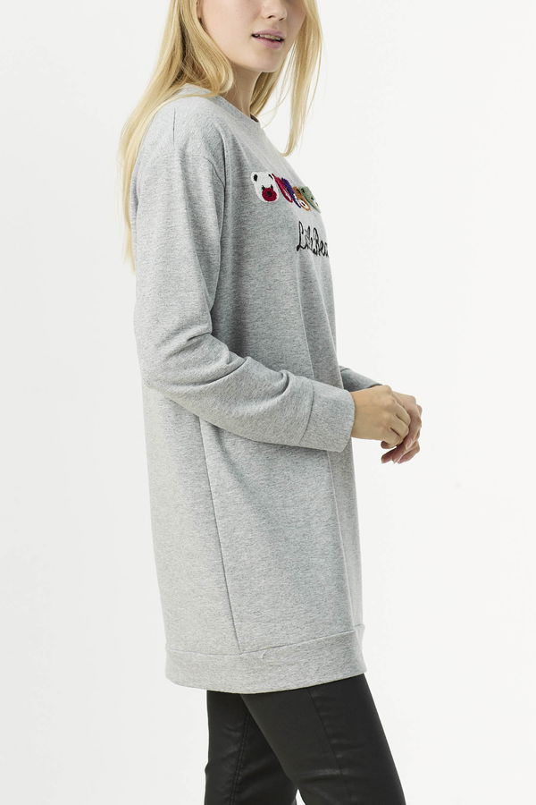 Düz Orta Kadın Gri Sweat - 21650 GRİ
