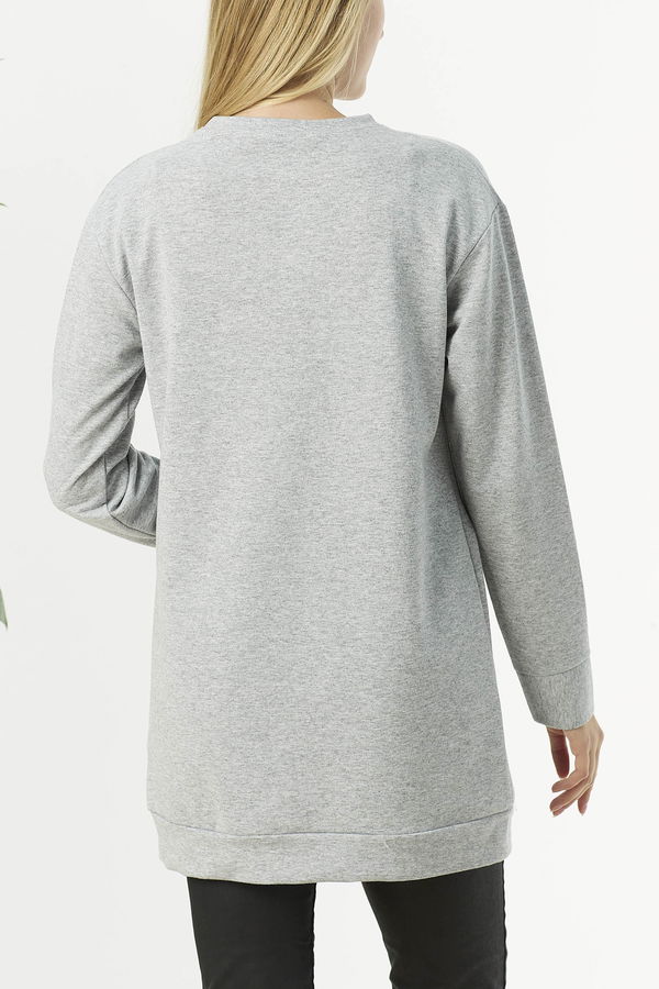 Düz Orta Kadın Gri Sweat - 21650 GRİ