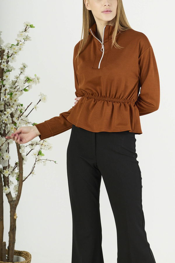 Düz Orta Kadın Taba Bluz - 21655 TABA