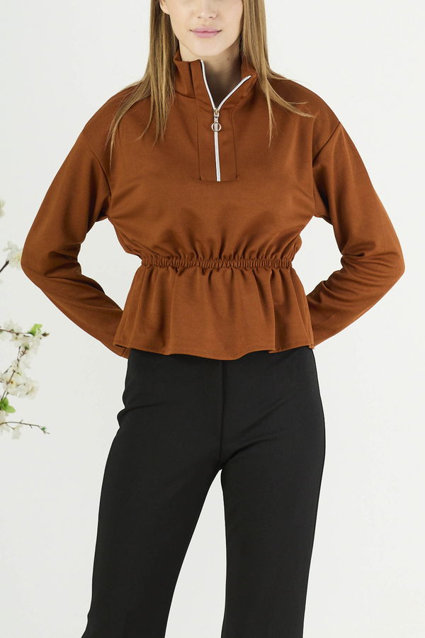 Düz Orta Kadın Taba Bluz - 21655 TABA