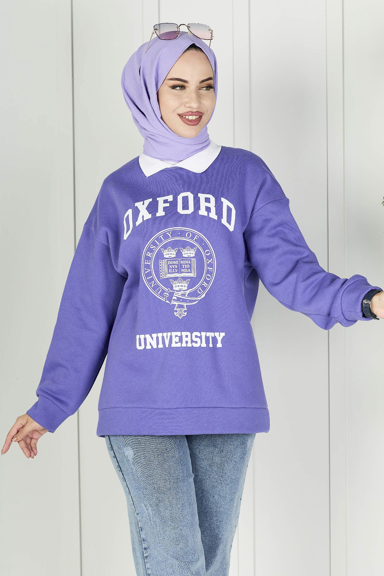 Düz Orta Kadın Lila Sweat - 21760