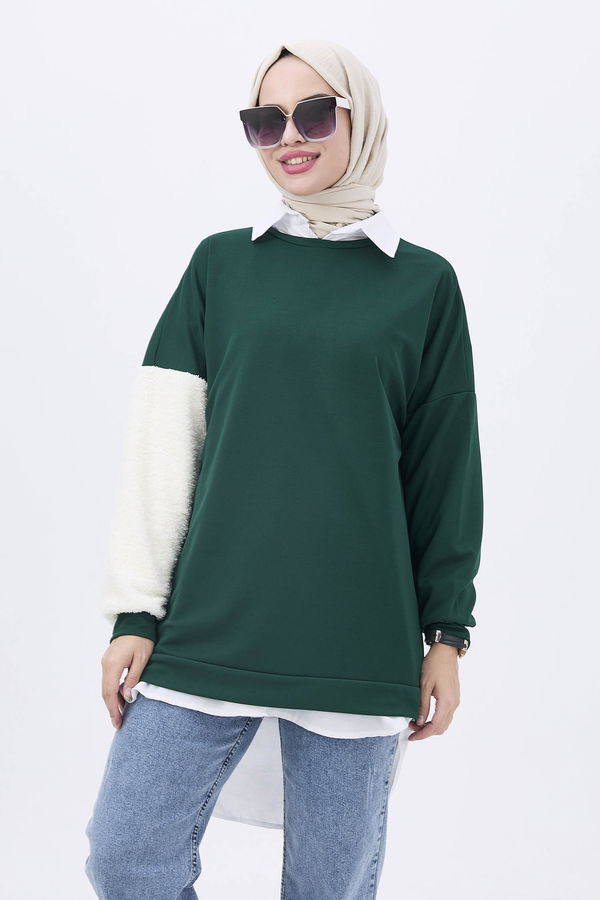 Düz BİSİKLET Kadın Yeşil Sweat - 11037