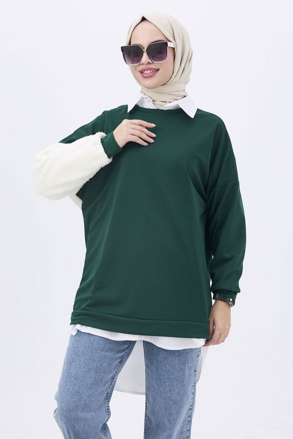 Düz BİSİKLET Kadın Yeşil Sweat - 11037