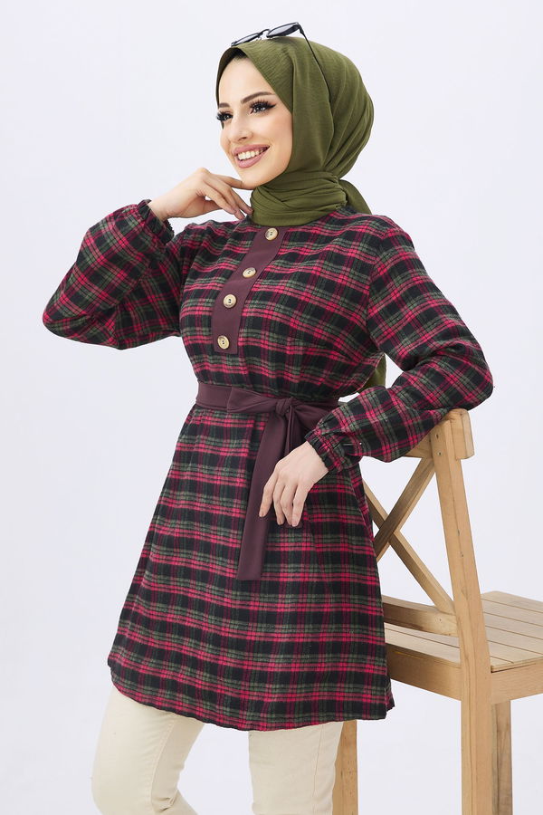 Düz BİSİKLET Kadın Yeşil Tunik - 11198