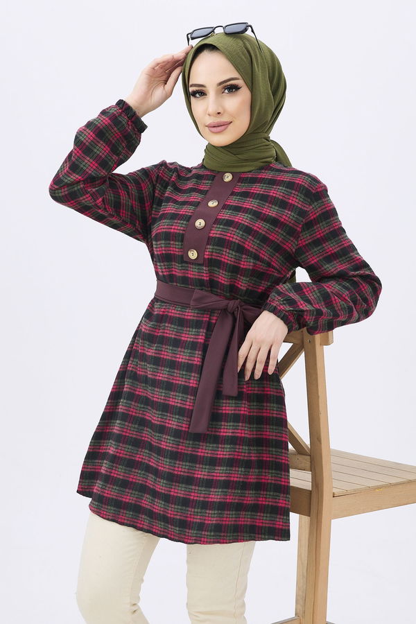 Düz BİSİKLET Kadın Yeşil Tunik - 11198