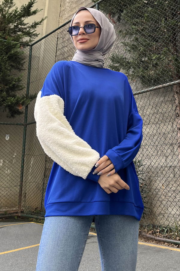 Düz BİSİKLET Kadın Mavi Sweat - 11037 MAVİ