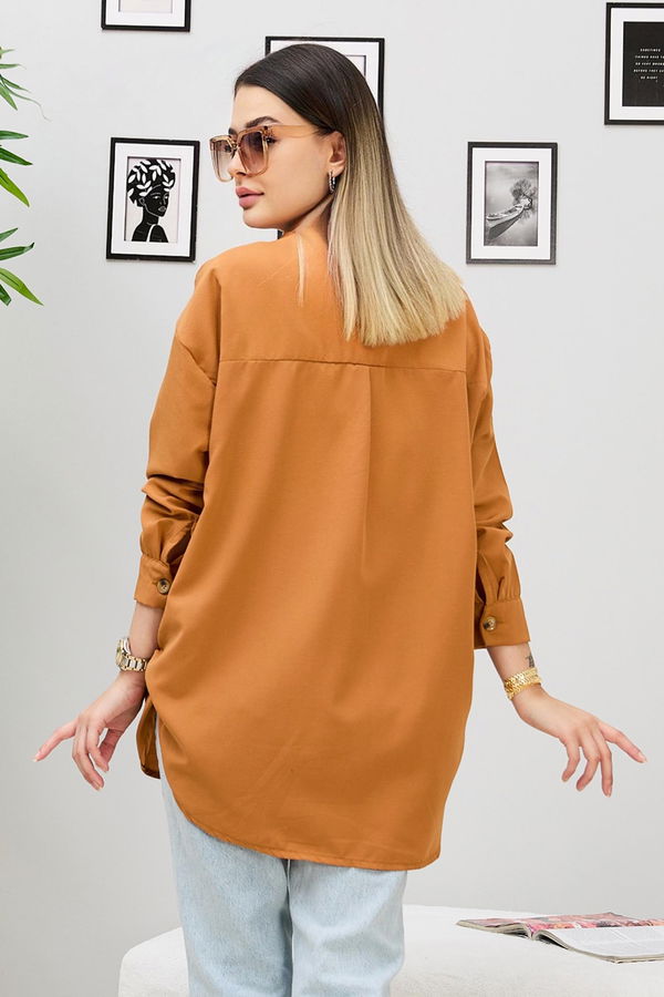 Düz GÖMLEK Kadın Taba Tunik - 11079 TABA