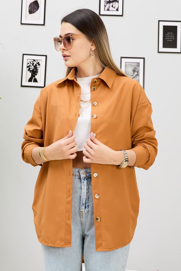 Düz GÖMLEK Kadın Taba Tunik - 11079 TABA