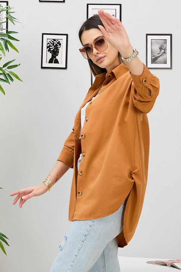 Düz GÖMLEK Kadın Taba Tunik - 11079 TABA