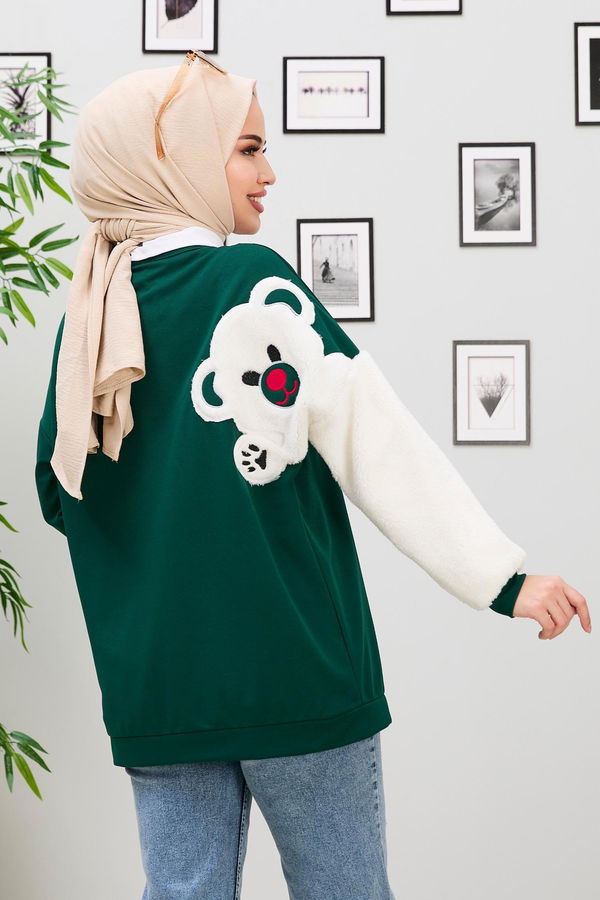 Düz BİSİKLET Kadın Yeşil Sweat - 11037