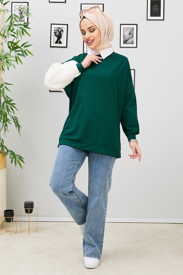 Düz BİSİKLET Kadın Yeşil Sweat - 11037