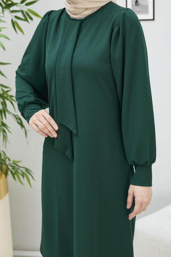 Düz Bisiklet Yaka Kadın Yeşil Tunik - 11329 YEŞİL
