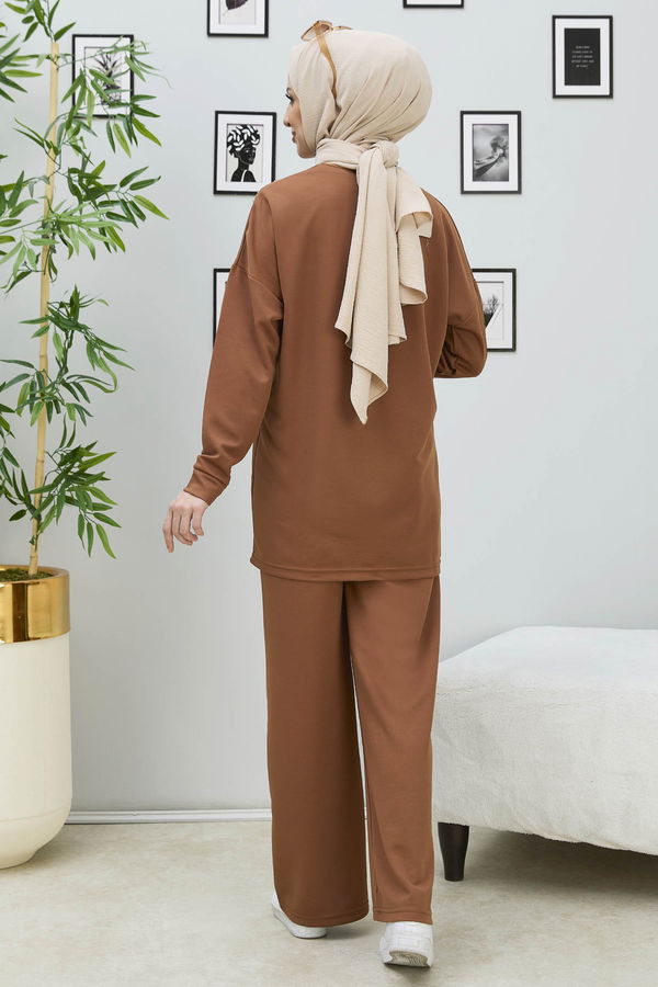 Düz Orta Kadın Taba Tunik Pantolon - 11333 TABA