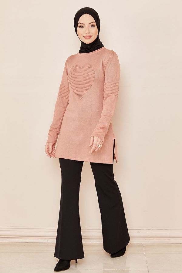 Düz Orta Kadın Pembe TUNIK - 20846