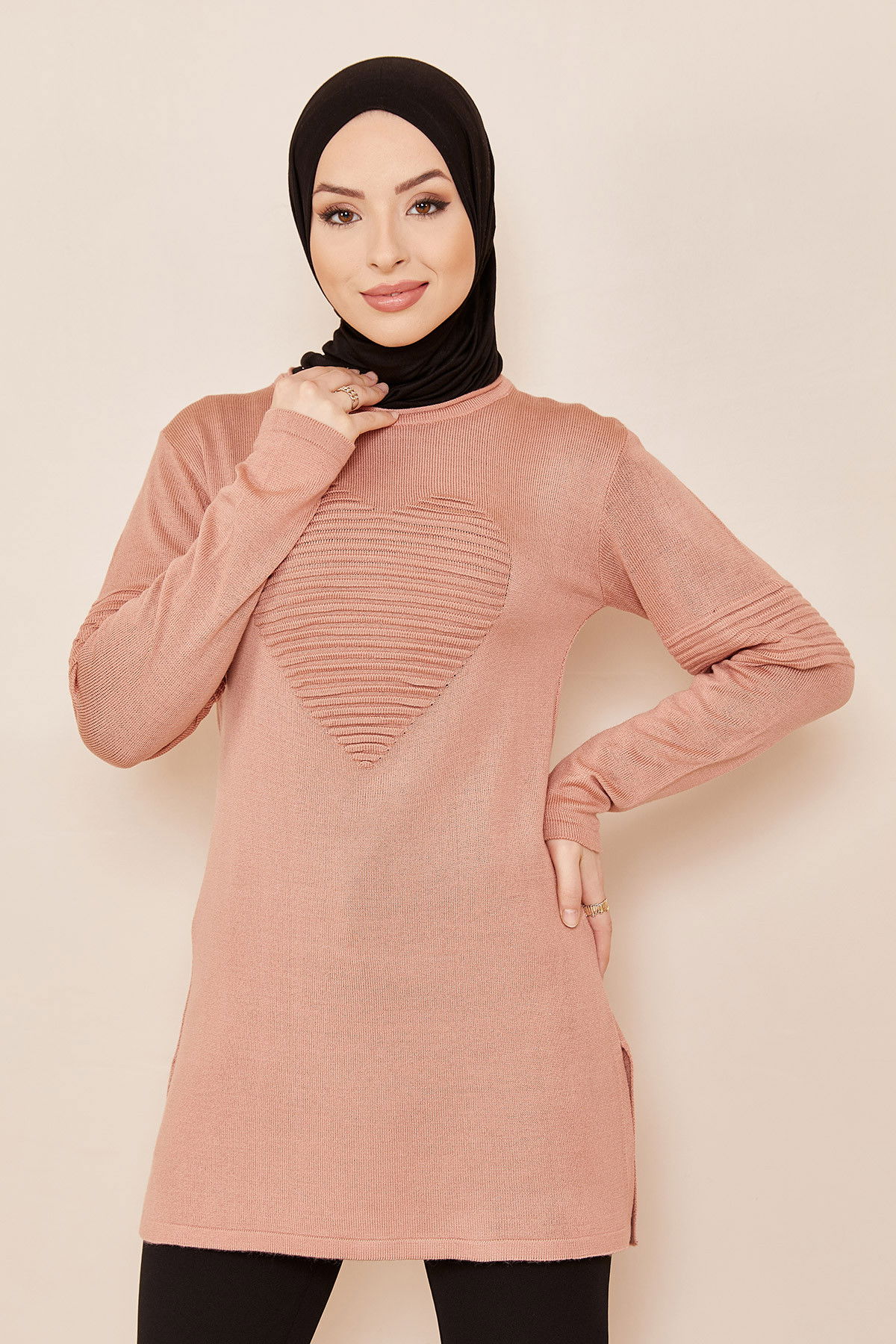 Düz Orta Kadın Pembe TUNIK - 20846