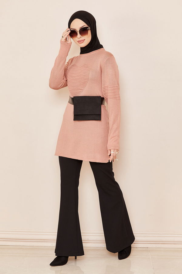 Düz Orta Kadın Pembe TUNIK - 20846