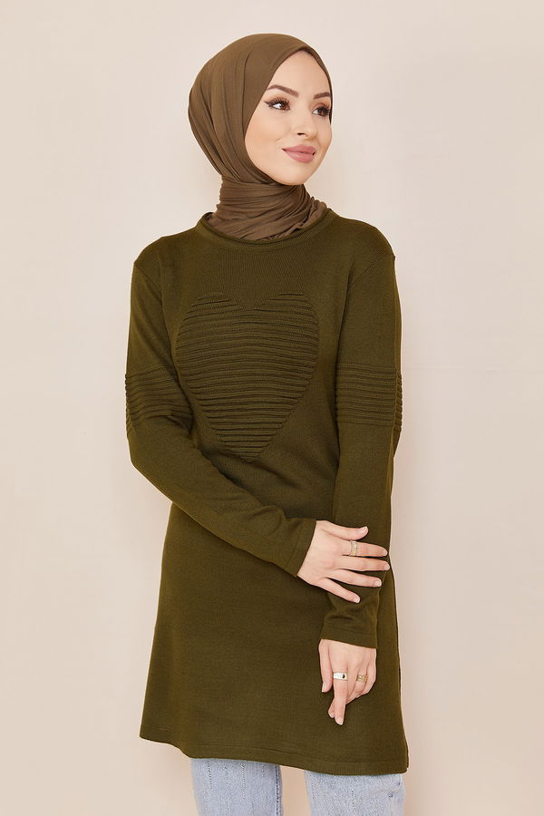 Düz Orta Kadın Haki TUNIK - 20846 HAKİ