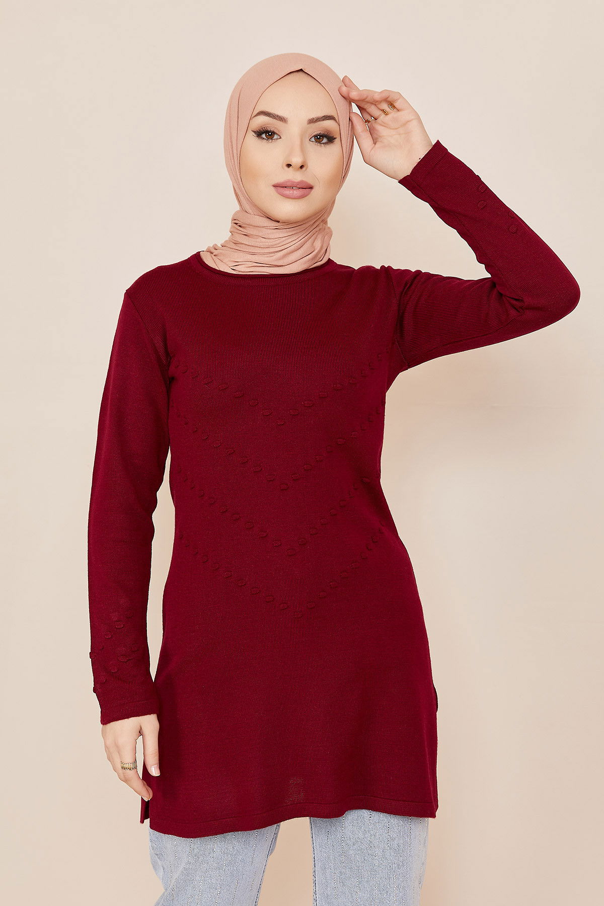Düz Orta Kadın Bordo TUNIK - 20847 BORDO