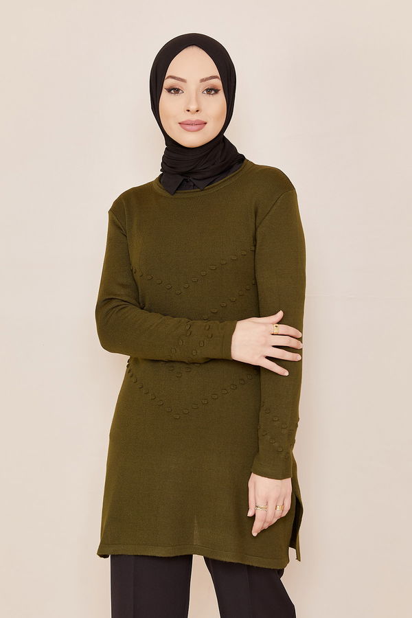 Düz Orta Kadın Haki TUNIK - 20847 HAKİ
