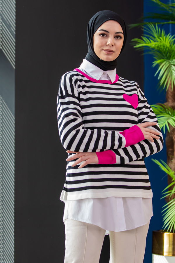 Düz Orta Kadın Pembe KAZAK - 20807 PEMBE