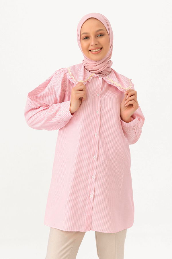 Düz Orta Kadın Pembe TUNIK - 3506