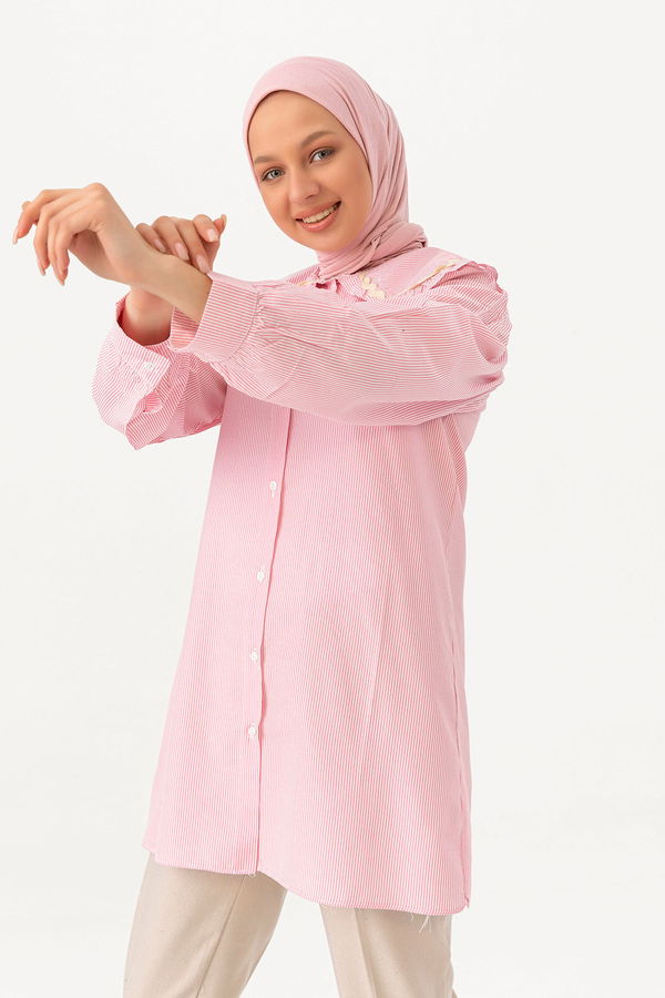 Düz Orta Kadın Pembe TUNIK - 3506