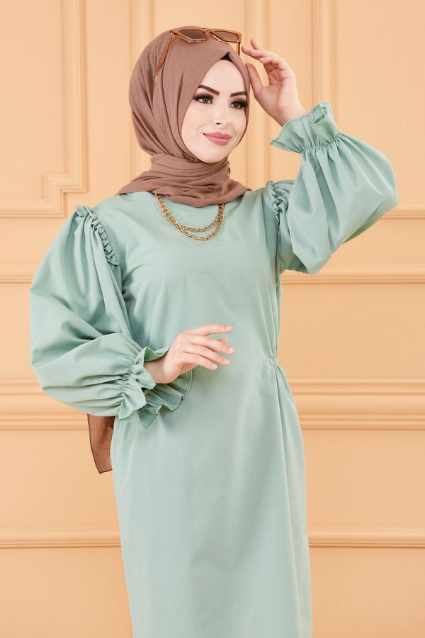 Düz Gömlek Yaka Kadın Mavi TUNIK - 3512
