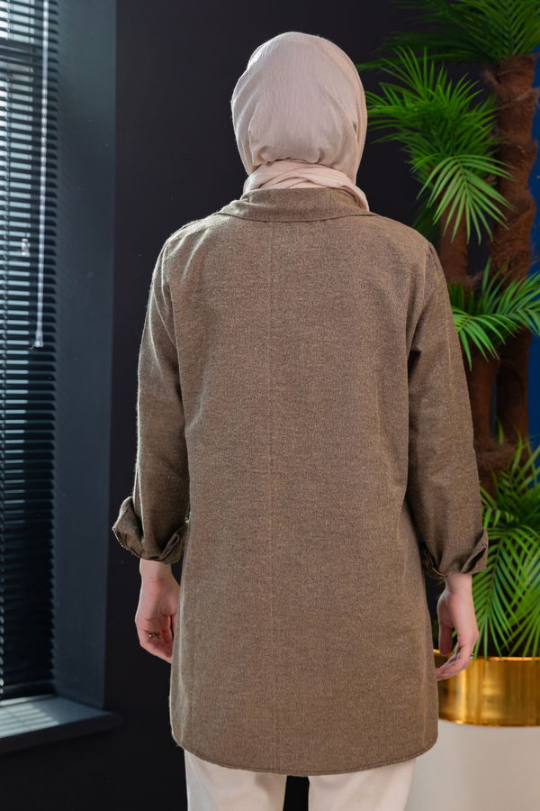 Düz Gömlek Yaka Kadın Sarı Gomlek - 3873 Sarı