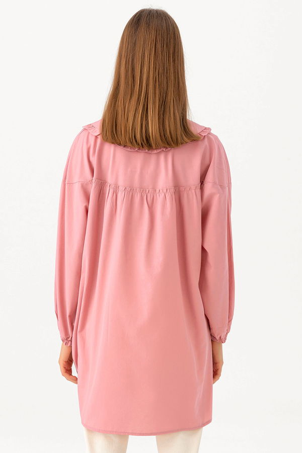 Düz Bahriye Yaka Kadın Pembe TUNIK - 3692 PEMBE