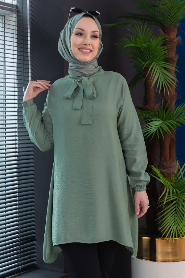 Düz Hakim Yaka Kadın Haki TUNIK - 3541 HAKİ