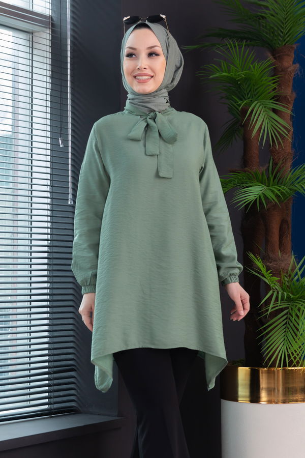Düz Hakim Yaka Kadın Haki TUNIK - 3541 HAKİ