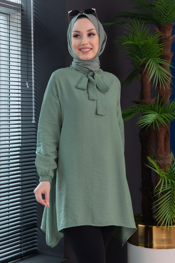 Düz Hakim Yaka Kadın Haki TUNIK - 3541 HAKİ