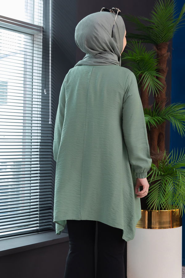 Düz Hakim Yaka Kadın Haki TUNIK - 3541 HAKİ