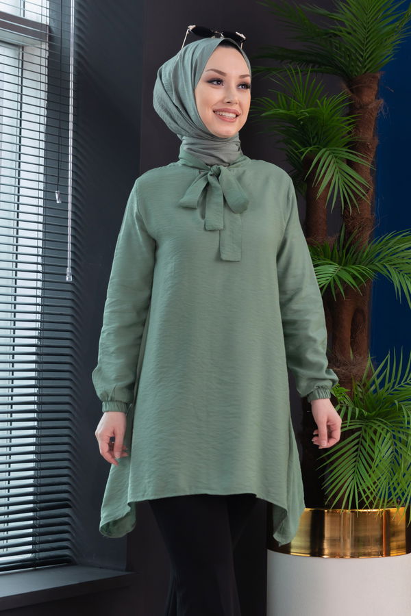 Düz Hakim Yaka Kadın Haki TUNIK - 3541 HAKİ