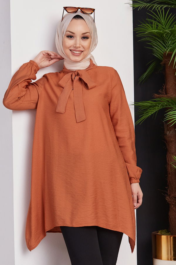 Düz Hakim Yaka Kadın Taba TUNIK - 3541 TABA