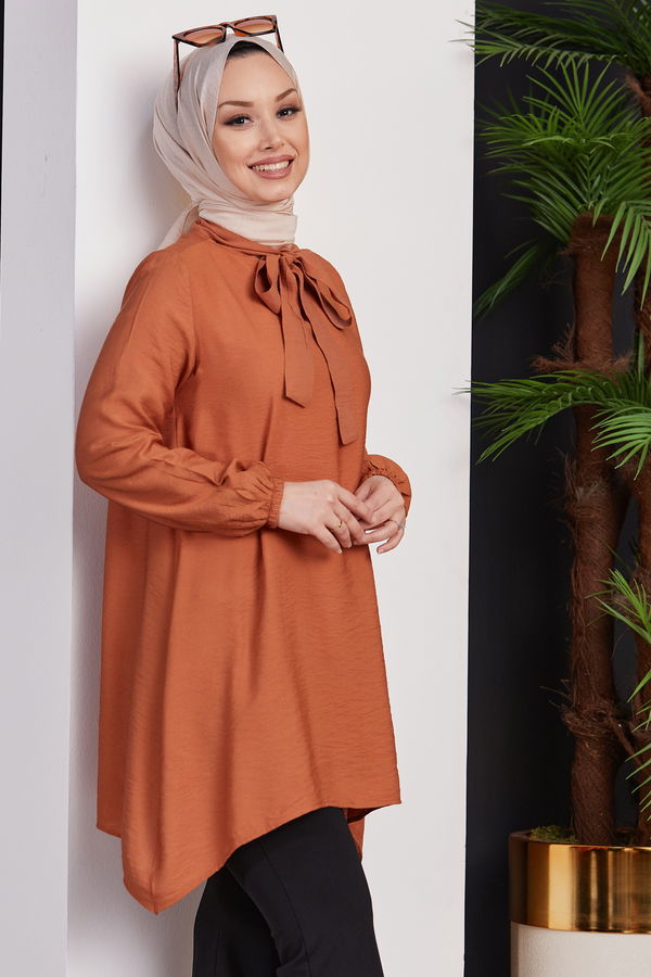 Düz Hakim Yaka Kadın Taba TUNIK - 3541 TABA
