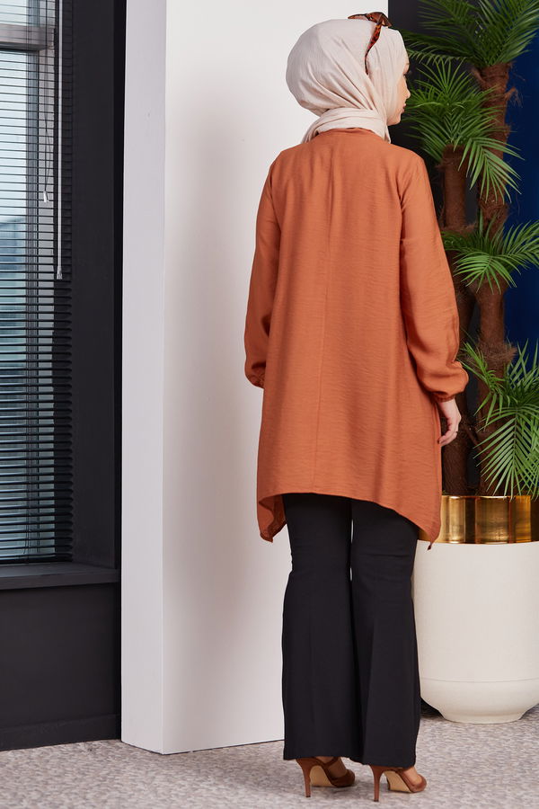 Düz Hakim Yaka Kadın Taba TUNIK - 3541 TABA