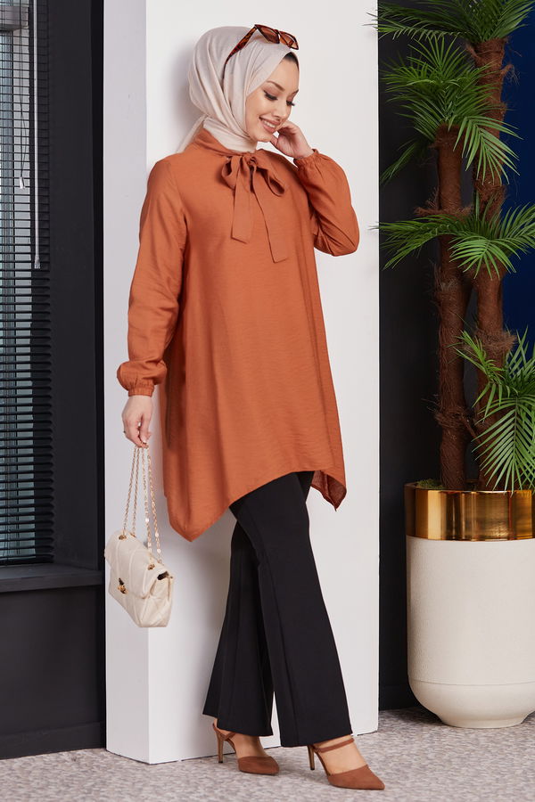 Düz Hakim Yaka Kadın Taba TUNIK - 3541 TABA