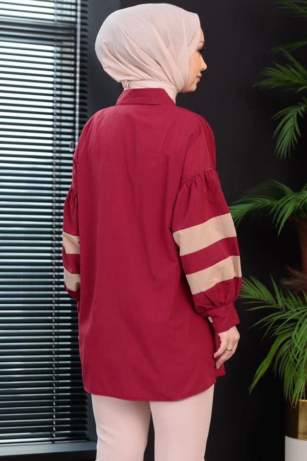 Düz Orta Kadın Bordo Tunık - 8693