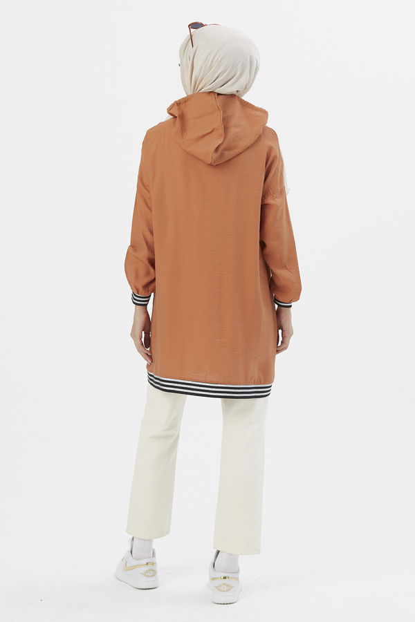 Düz Kapsonlu Yaka Kadın Taba TUNIK - 3543 TABA