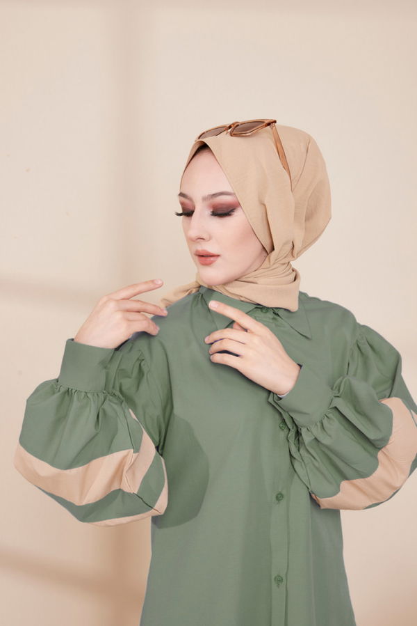 Düz Orta Kadın Yeşil Tunık - 8693 YEŞİL