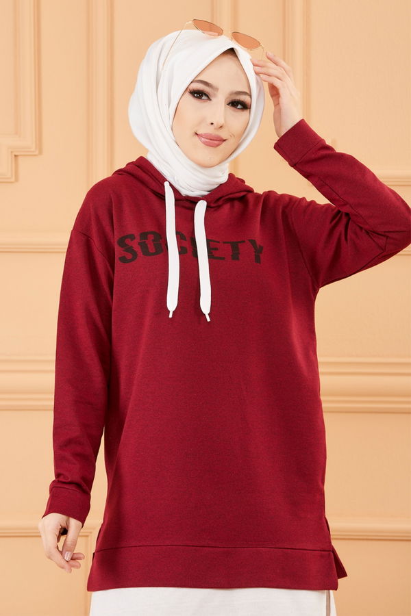 Düz Orta Kadın Bordo TUNIK PANTOLON - 3553