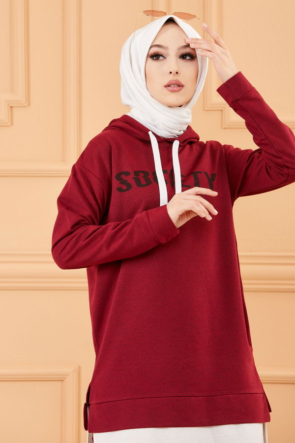 Düz Orta Kadın Bordo TUNIK PANTOLON - 3553