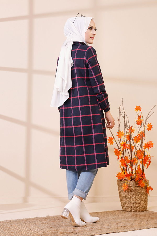 Düz Gömlek Yaka Kadın Fuşya 8635 TUNIK - Yeşil - 46 - 8635 FUŞYA