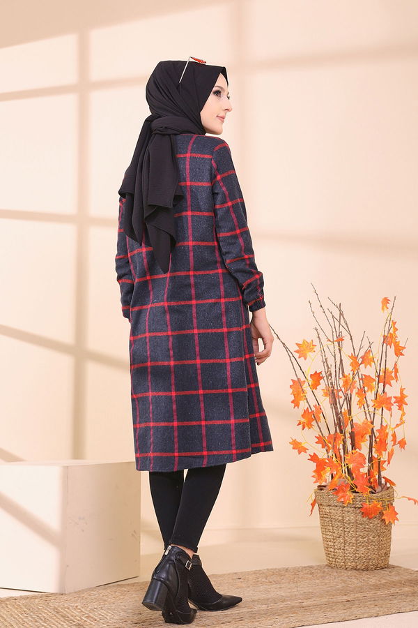 Düz Gömlek Yaka Kadın Lacivert 8635 TUNIK - Yeşil - 46 - 8635