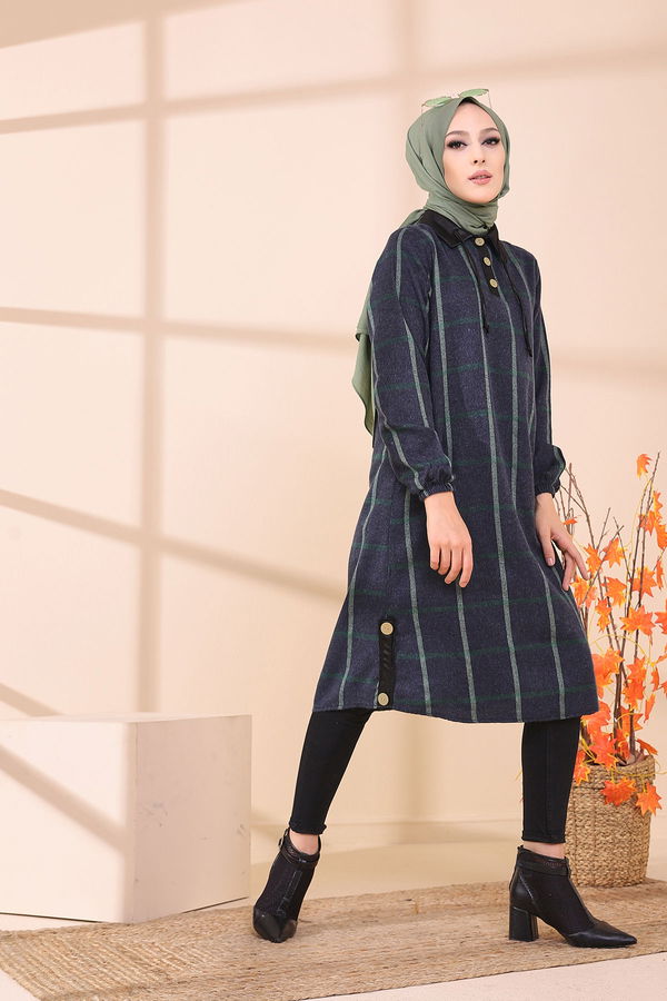 Düz Gömlek Yaka Kadın Yeşil 8635 TUNIK - Yeşil - 46 - 8635 YEŞİL