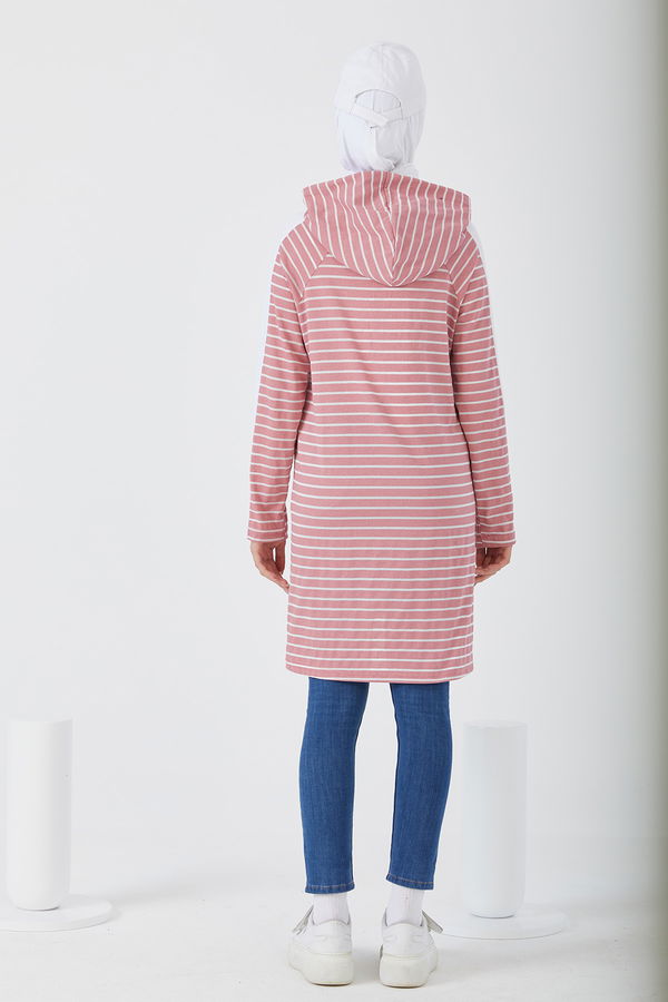 Düz Kapsonlu Yaka Kadın Pembe TUNIK - 3738 PEMBE