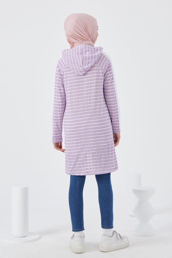 Düz Kapsonlu Yaka Kadın Lila TUNIK - 3738 LİLA