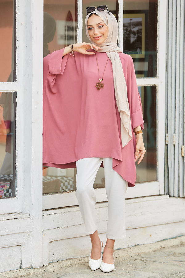 Düz Orta Kadın Pembe Tunik - 21044